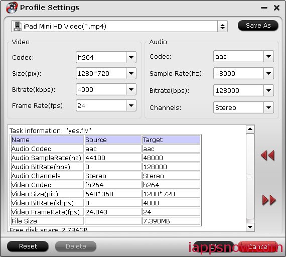 iPad Mini video settings