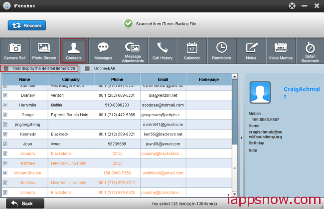 recover contacts from backup