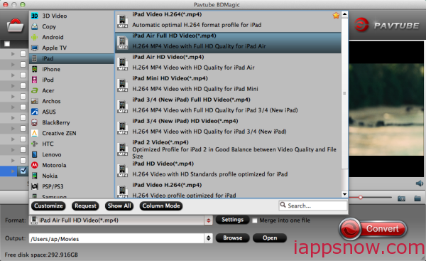 iPad Air/Air 2 video format
