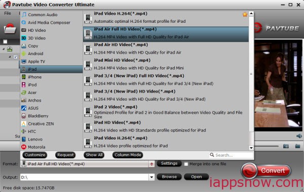 optimal video format for iPad Air