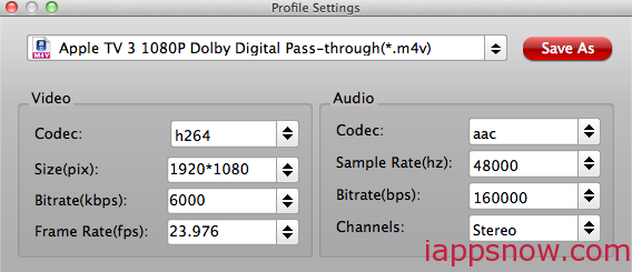 Apple TV 3 video settings