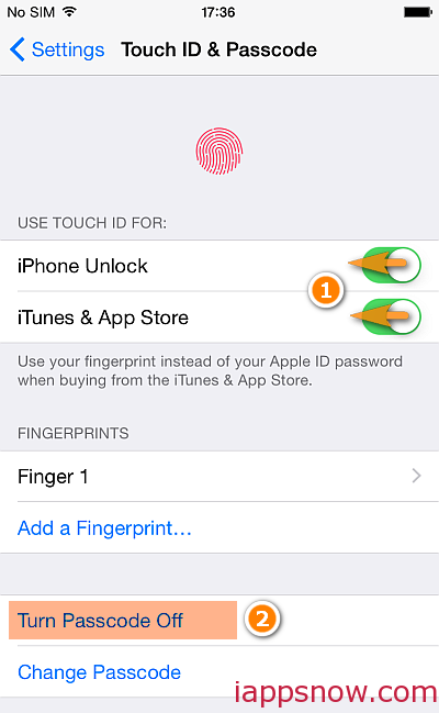 disable touch id