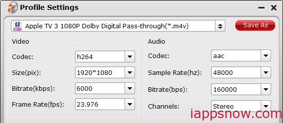 Apple TV video settings